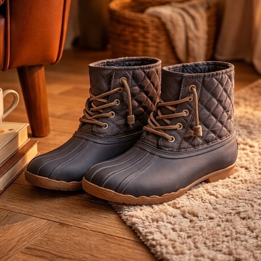 EUC - Sperrys Top Sider Women’s Quilted Duck Boots - Navy Blue -Size 10